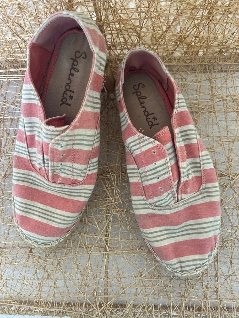 Splendid Coral and White Striped  Slip-On Sneakers